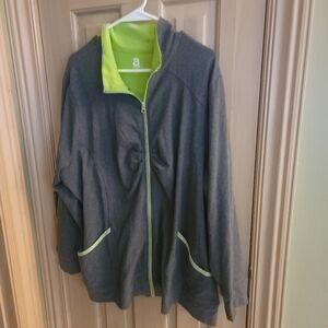Womens Plus Sz 22/24 Avenue Gray Lime Green Athletic Zip Up Jacket